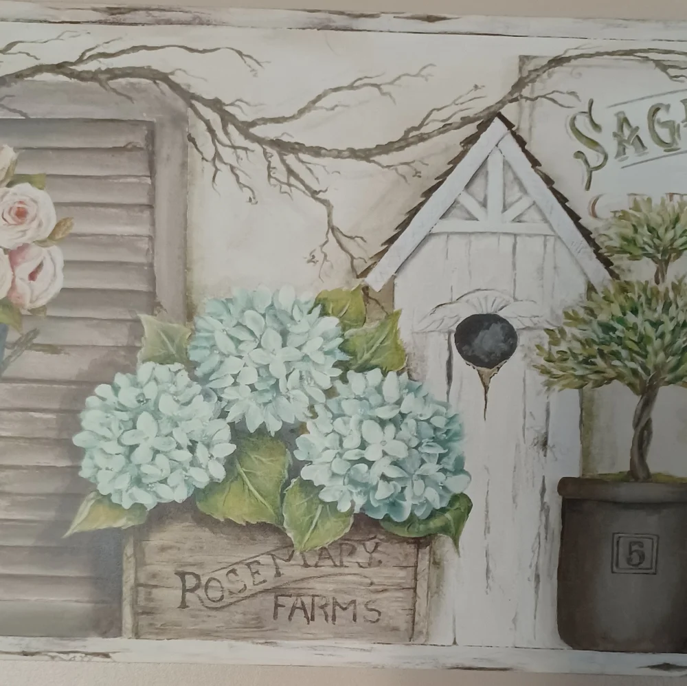 Wallpaper Border Greenhouse Sage & Thyme Light Gray